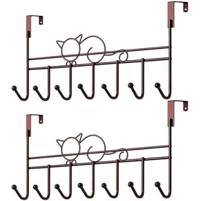 Image of WBDXWB Over The Door Hook, Hanger for Coat, Towel, Bag, Robe (2 Pack, Bronze)