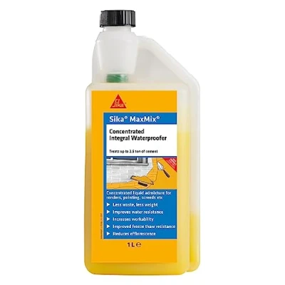 Image of Sika Maxmix Concentrated Integral Waterproofer, Yellow, 1 Litre