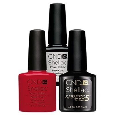 Image of CND Shellac UV/LED Power Polish, Xpress5 Top/Base/Wildfire 7.3 ml Pack of 3