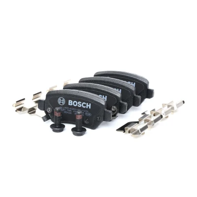 Image of 583021PA30 Brake pad set BOSCH 0 986 494 654 Low Metallic with acoustic wear warning mounting manual, anti squeak plate, bolts/screws