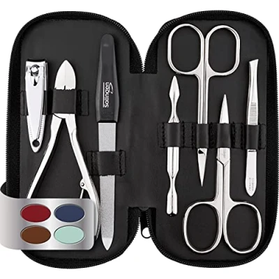 Image of marQus Solingen Germany Manicure Sets for Women &amp; Men with Nail nippers Quality Grooming Kit Incl. Clippers glass file, Perfect Pedicure.