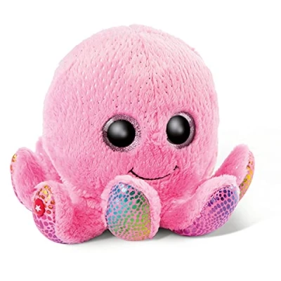 Image of NICI Glubschis: The Original Cuddly toy Octopus Poli 14 cm Sea creature plush toys for soft lovers, Pink stuffed animal with big glittery eyes cuddling &amp; playing, 46967