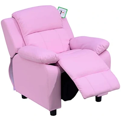 Image of HOMCOM Kids Sofa Armchair Toddler Recliner Children&#039;s Chair Lounger Games PU Leather w/Storage (Pink)