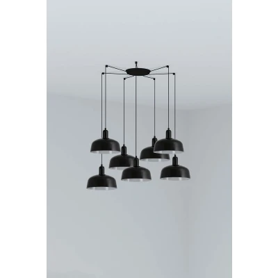 Image of Tatawin Medium Cluster Pendant Ceiling Light , Gloss Black 7x E27