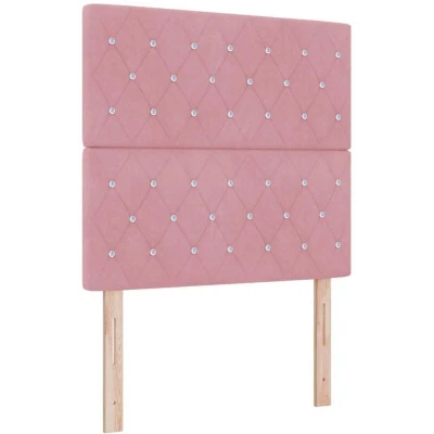 Image of vidaXL Headboard Crystal Button Tufted Pink 90 cm Velvet