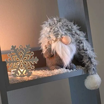 Image of Marco Paul Christmas 40cm Grey Santa Gonk Furry Fabric Soft Touch Plush Festive Decorations Indoor Ornament Novelty Nordic Xmas Home Decoration Winter Figure