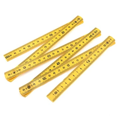 Image of Quluxe Folding Carpenters Ruler (3.28 Foot Foldable Design), Centimeter (CM), Slide Fold Up Design Perfect for Carpenters, Contractors Yellow