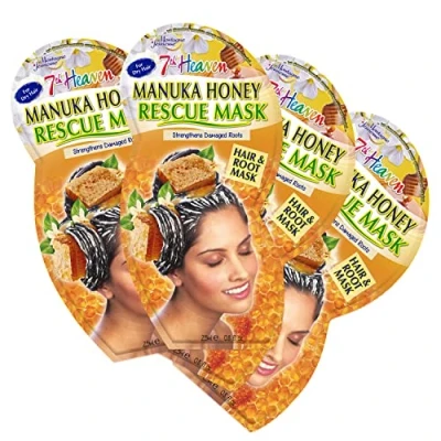 Image of 7th Heaven Manuka Honey Hair and Root Rescue Mask (Pack of 4) with Coconut Oil Abyssian to Strengthen Damaged Roots