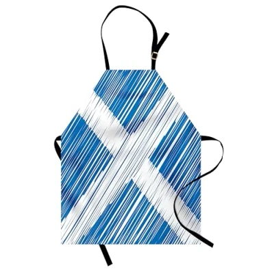 Image of ABAKUHAUS Scotland Apron, National Flag Scribbled, Unisex Kitchen Bib Apron with Adjustable Neck for Cooking Baking Gardening, Cobalt Blue