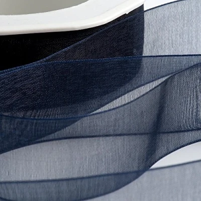 Image of Italian Options Organza Chiffon Ribbon, 25mm x 20 Metre Roll, Dark Blue