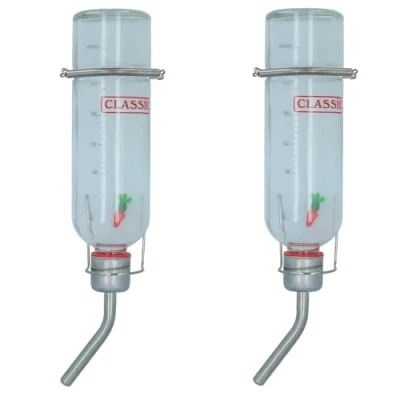Image of Small Animal Glass 350ml Chew Proof Water Bottle With Level Indicator 2PK