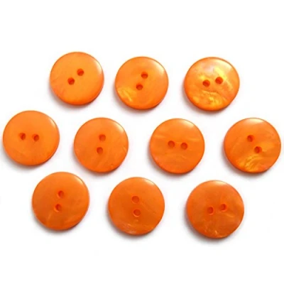 Image of Mother of Pearl Effect Colour Buttons Round 2 Hole Pack 10 (Orange, 18mm)