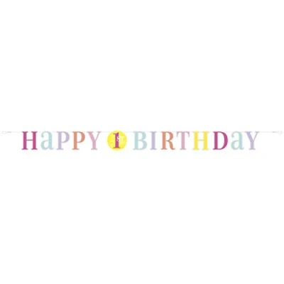 Image of Adorable Pink Dots 1st Birthday Letter Banner (182cm) Perfect for Your Little One&#039;s Big Day 1 Pc