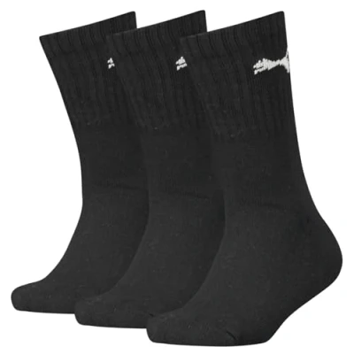 Image of Puma 274007001 UK 9 11.5 Kids Crew Sports Socks (3 Pair Pack) Black