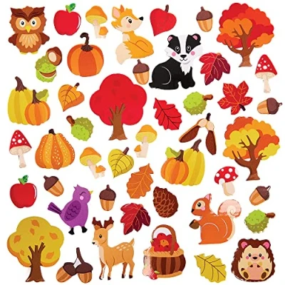 Image of Baker Ross FX107 Autumn Foam Stickers Pack of 100, for Arts and Crafts, 3D Stickers, Puffy Cards, Paper, Scrapbook Collage