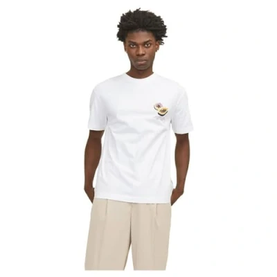 Image of JACK &amp; JONES Men&#039;s Jortampa Back Tee Ss Crew Neck Sn T Shirt, Bright White, M
