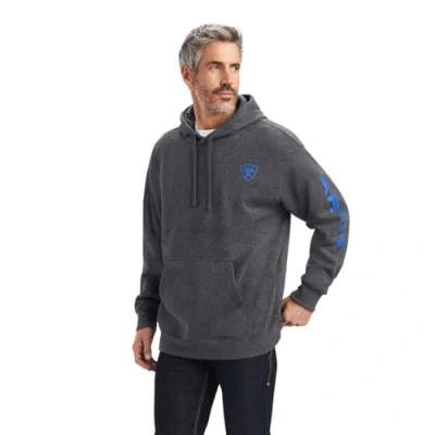 Image of ARIAT Men&#039;s Logo Hoodie Sweatshirt, Charcoal Heather, US Large Tall