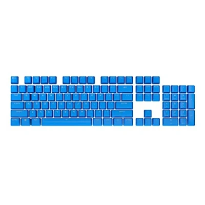 Image of Corsair PBT Double Shot PRO Keycap Mod Kit Keycaps ELGATO Blue Standard Bottom Row Textured Surface 1.5mm Thick Walls O Ring Dampeners