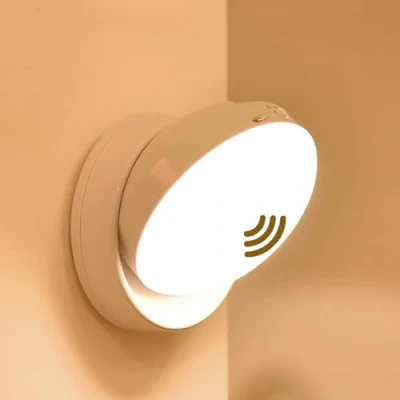 Image of LED Indoor Wall Light with Motion Sensor, Type C Rechargeable Lamp Switch, 360 Rotatable, Auto/ON Lighting, Wireless Magnetic, for Living Room/Hallway (Pack of 1)