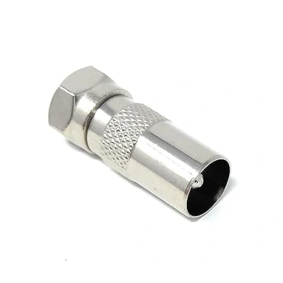 Image of DRUT 1pcs F Type Male Plug to TV RF Freeview Aerial Antenna Cable Lead Adapter Converter (Silver)