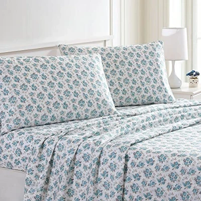 Image of Modern Threads Soft Microfiber Printed Sheets Luxurious Bed Includes Flat Sheet, Fitted Sheet with Deep Pockets, &amp; Pillowcases Forever Roses Twin