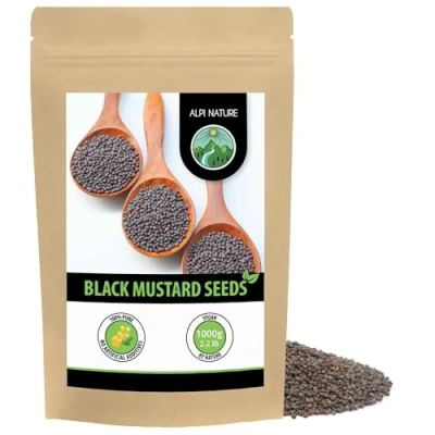 Image of Mustard Seeds (1kg, 2.2lb), Black and Brown Seeds, 100% Natural, Gently Dried, No additives, Vegan