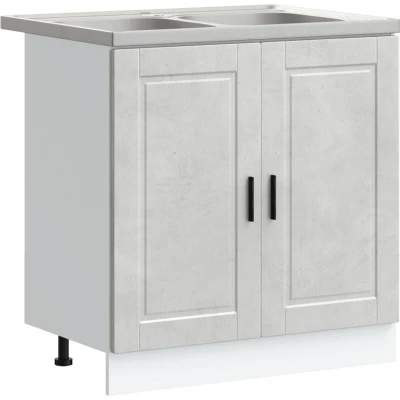 Image of vidaXL Sink Base Cabinet 2 pcs Grey 80 x 46 84.5 cm Engineered wood