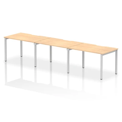Image of Evolve Single Silver Frame Bench Desk 1200 Maple (3 Pod) BE419