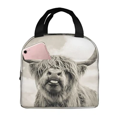 Image of Highland Cow Insulated Lunch Bag Tote for Women Cooler Thermal Box Men Children Outdoor Picnic Work