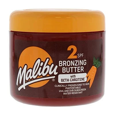 Image of Malibu Sun SPF 2 Bronzing Fast Tanning Body Butter with Beta Carotene, Water Resistant, Tropical Coconut Fragrance, 300ml