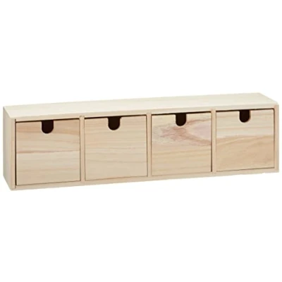 Image of Artemio Artémio Wooden Storage Box with Drawers Beige, 44 x 10 15 cm
