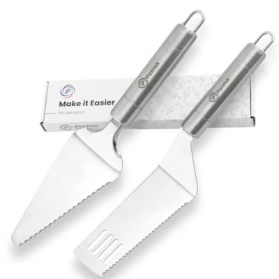 Image of PAXNOK Pie Server Spatula and Cake Cutter Slicer, Stainless Steel Set Kitchen Essentials for Cutting &amp; Serving Desserts, Brownies, Lasagna