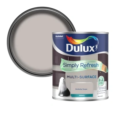 Image of Dulux Simply Refresh Multi Surface Eggsgell Paint Perfectly Taupe 750ML