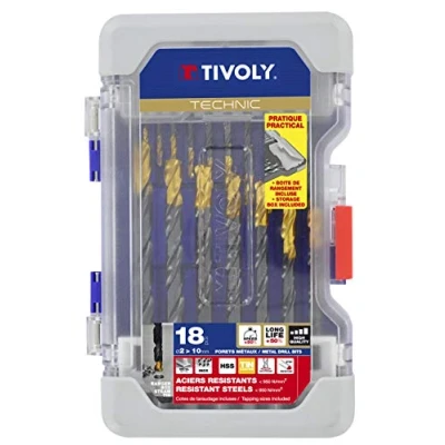 Image of TIVOLY 11453170006 Ranger 18 Steam Tin Drill Bits in Metal Case