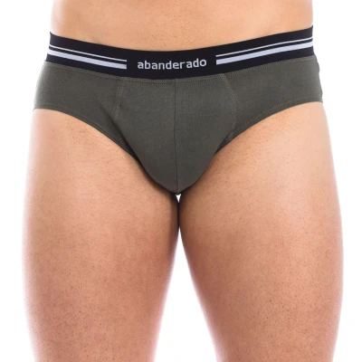 Image of Abanderado Mens Breathable fabric brief, anatomical front, model A077H for men. Superior comfort and fit. Green Size Medium