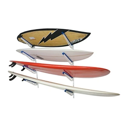 Image of StoreYourBoard Metal Surfboard Storage Rack, 4 Surf Adjustable Home Wall Mount