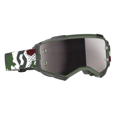 Image of Scott Fury Goggle, Dark Green / White Silver Chrome Works Lens Motocross4u