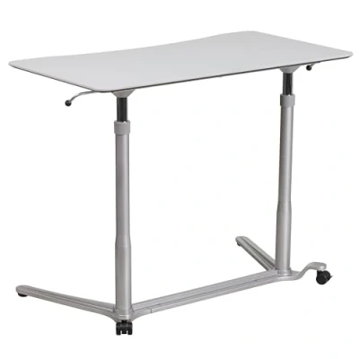 Image of Flash Furniture Sit Ergonomic Computer Standing Desk, Metal, Light Gray, Set of 1