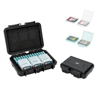 Image of KIWIFOTOS SD Card &amp; CF Express Type A Holder Case with Individual Clear Plastic Box Protector, Water Resistance Anti Shock Dust Memory Storage fits 14x CFA 18x SDXC Cards