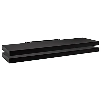 Image of WOLTU 2 Pcs Floating Shelf Black Wooden Wall Storage Display 110cm Long RG9316sz