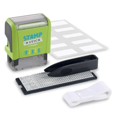 Image of Trodat&#039;s Stamp &#039;N Stick Typo DIY Rubber Create Your Own Custom Textile Dermatologically Tested Ideal for Marking Kids Clothing and Belongings with Their Name Fun Icons