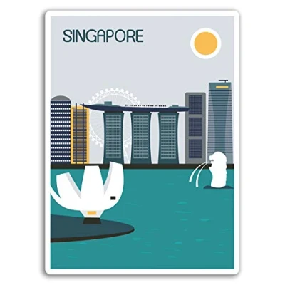 Image of 2 x 10cm Singapore Malaysia Vinyl Stickers Laptop Travel Sticker #19020 (10cm Tall)