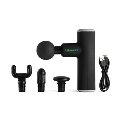 Image of Lifenaxx Wireless Massage Gun Portable Mini Deep Tissue Percussion Muscle Massager for Pain Relief Quiet, with 4 Heads Gym Office Home Post Workout Recovery LX 025