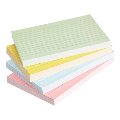 Image of Amazon Basics A6 Ruled Index Cards, Assorted Neon Colours (Pack of 200)