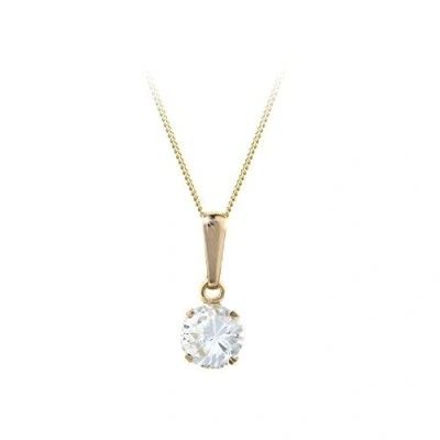 Image of Funkyrox 9ct yellow gold 6mm white cubic zirconia CZ pendant and 16&quot; curb chain. Gift box