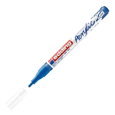 Image of edding 5300 acrylic marker fine blue 1 waterproof paint round nib 2mm pen for drawing on canvas, art paper and wood markers pebbles