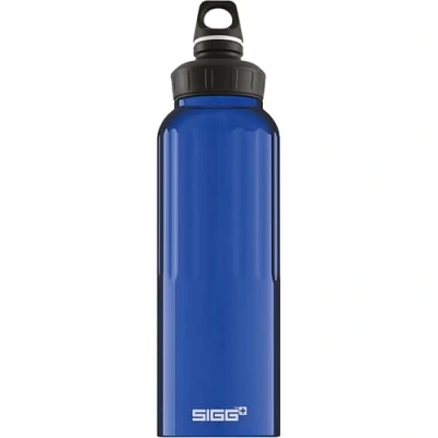 Image of SIGG Aluminium Sports Water Bottle WMB Traveller Dark Blue Climate Neutral Certified Suitable For Carbonated Beverages Leakproof Lightweight BPA Free 1.5L