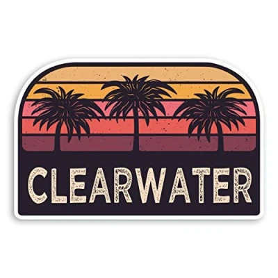 Image of 2 x 10cm Rustic Clearwater Florida Vinyl Stickers Travel Luggage Sticker #34313 (10cm Wide)