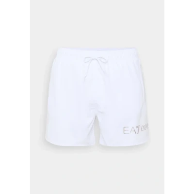 Image of EA7 Emporio Armani Boxer Beachwear Swimming shorts, Men&#039;s, Size: Large, White/silver