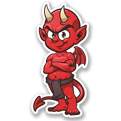 Image of 2 x 10cm Red Devil Vinyl Sticker Decal Motorbike Bike Helmet iPad Laptop #5382 (5cm Wide Tall)